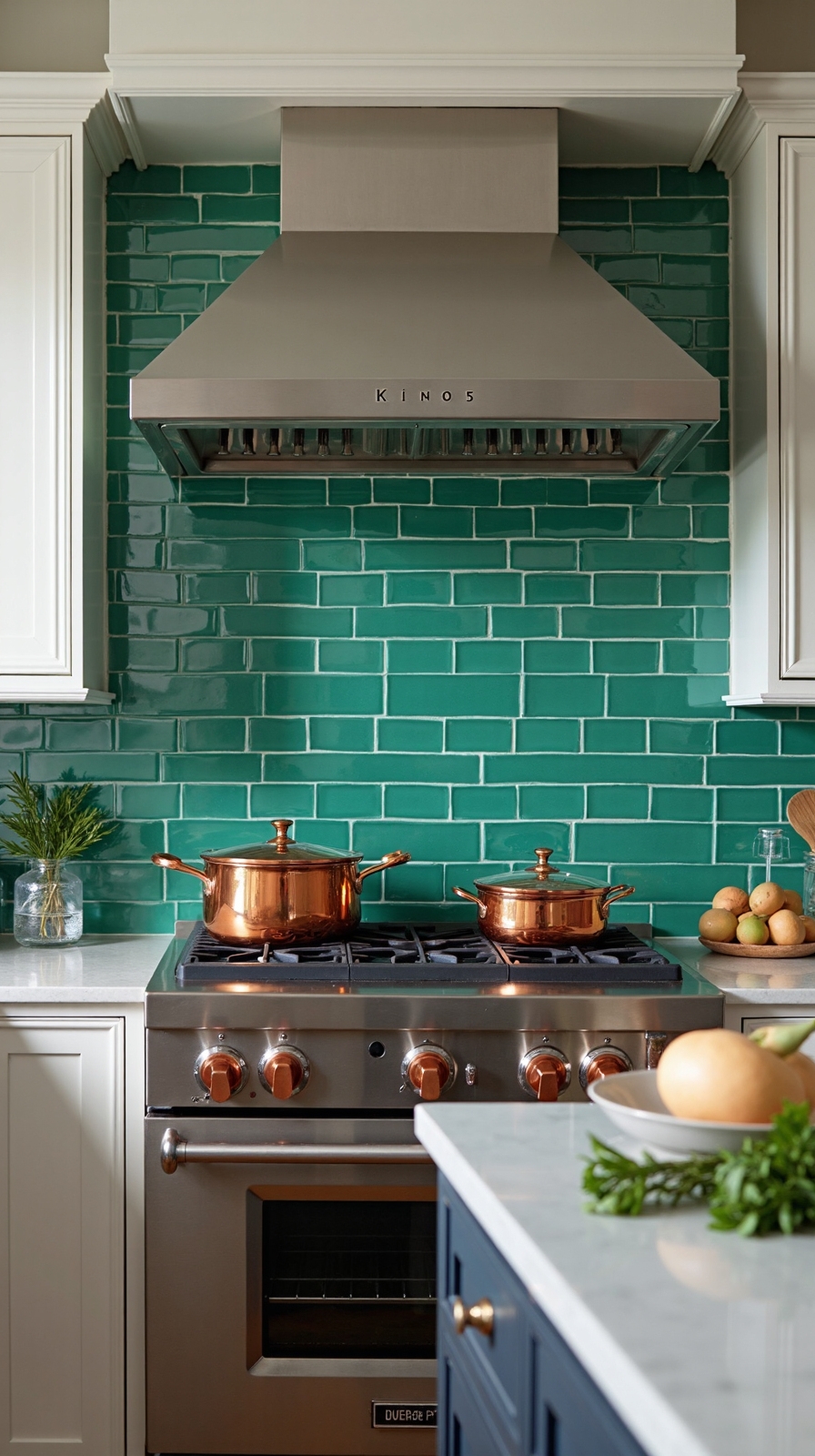 sophisticated culinary green statement wall