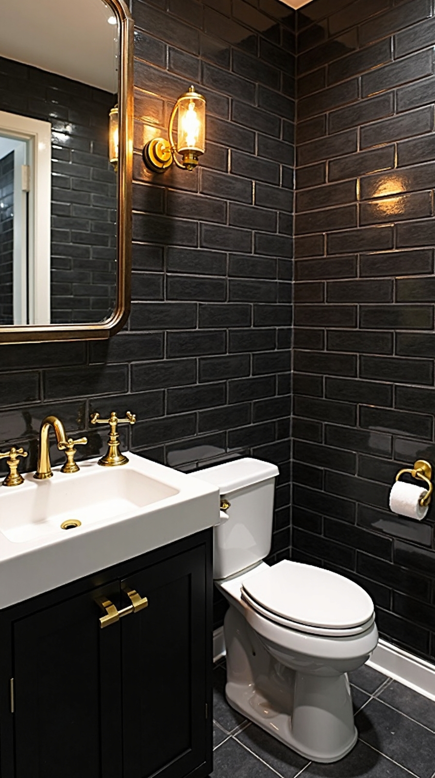 sophisticated drama in bathroom design