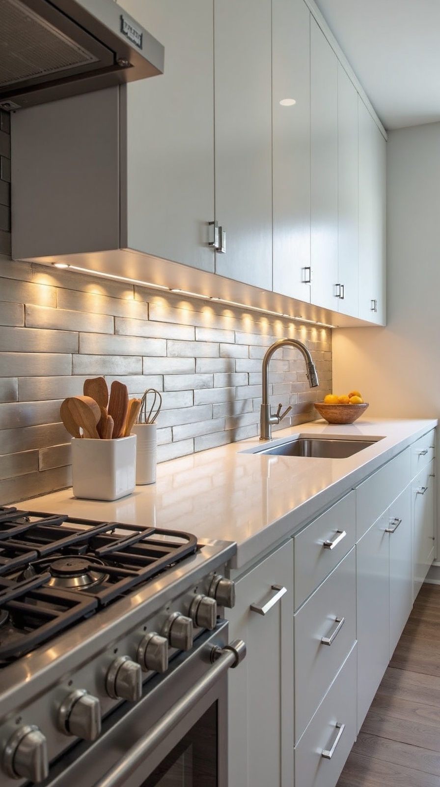 sophisticated durable metallic kitchen tiles