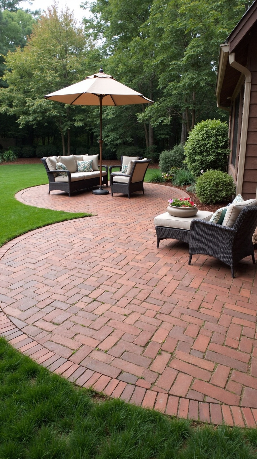 sophisticated elegant circular herringbone brick