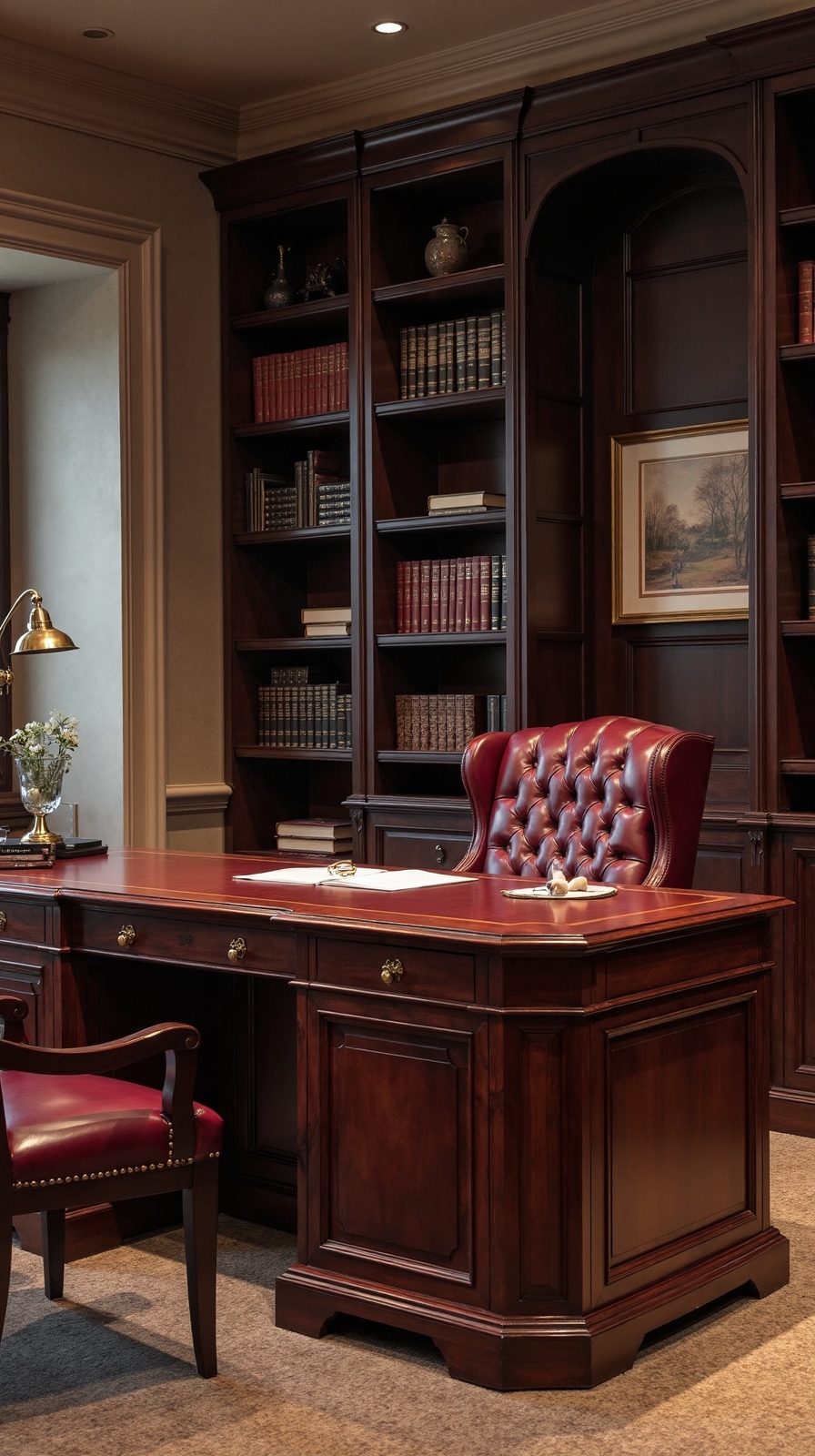 sophisticated executive home office setup