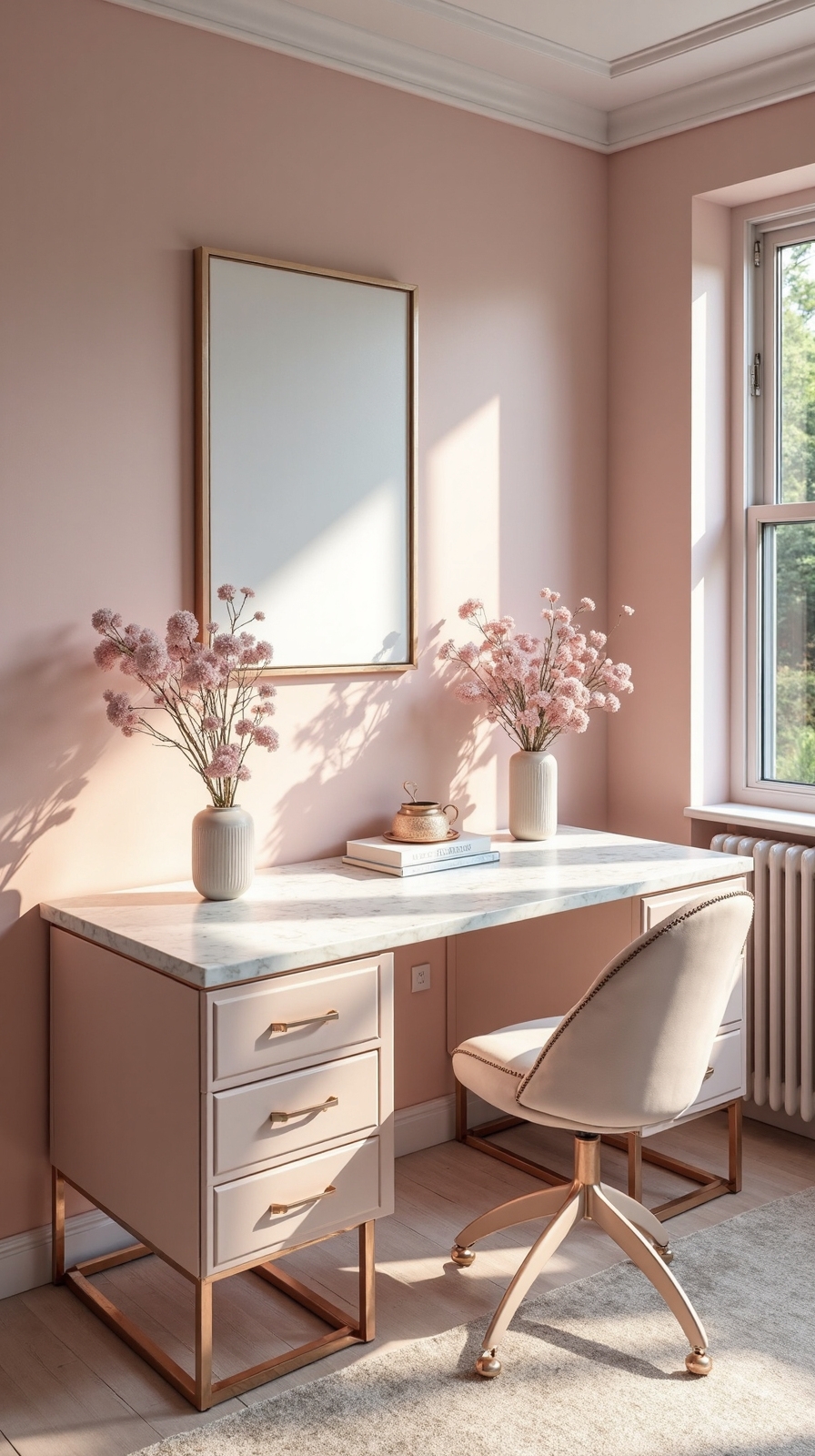 sophisticated feminine calming productive office space