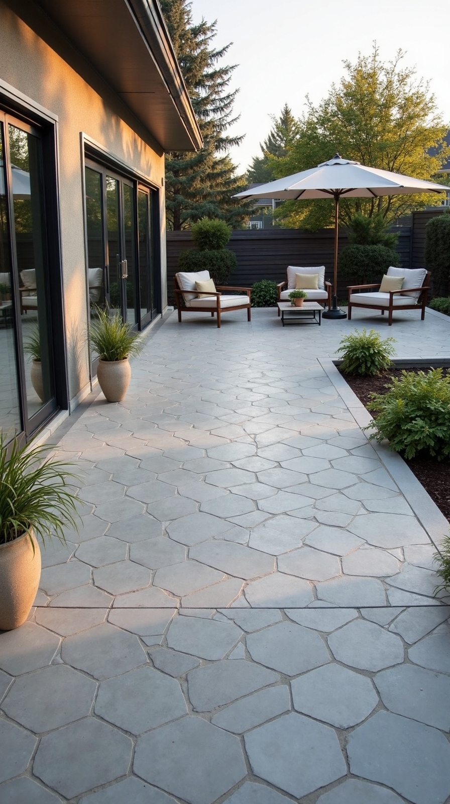 sophisticated geometric concrete patio patterns