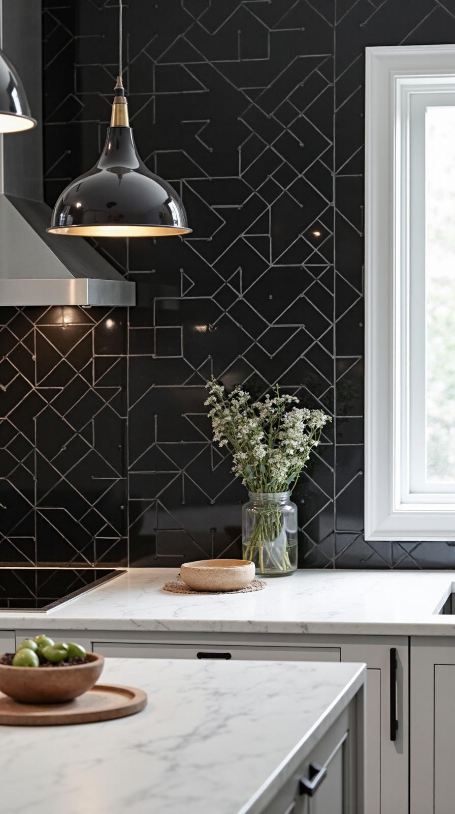 sophisticated geometric herringbone tile layout