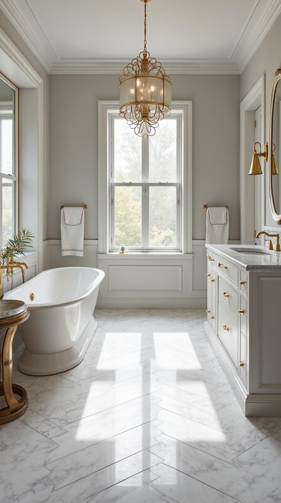 sophisticated herringbone tile arrangement