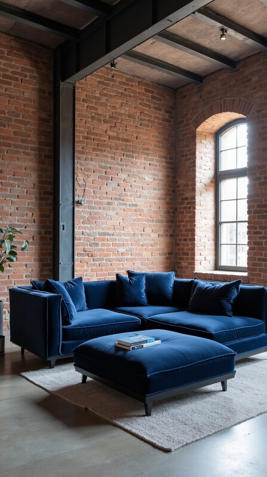 sophisticated industrial chic blue centerpiece