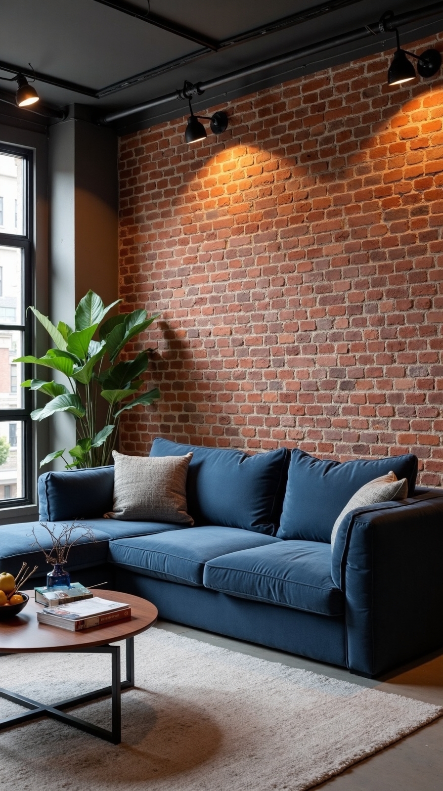 sophisticated industrial navy sectional refuge