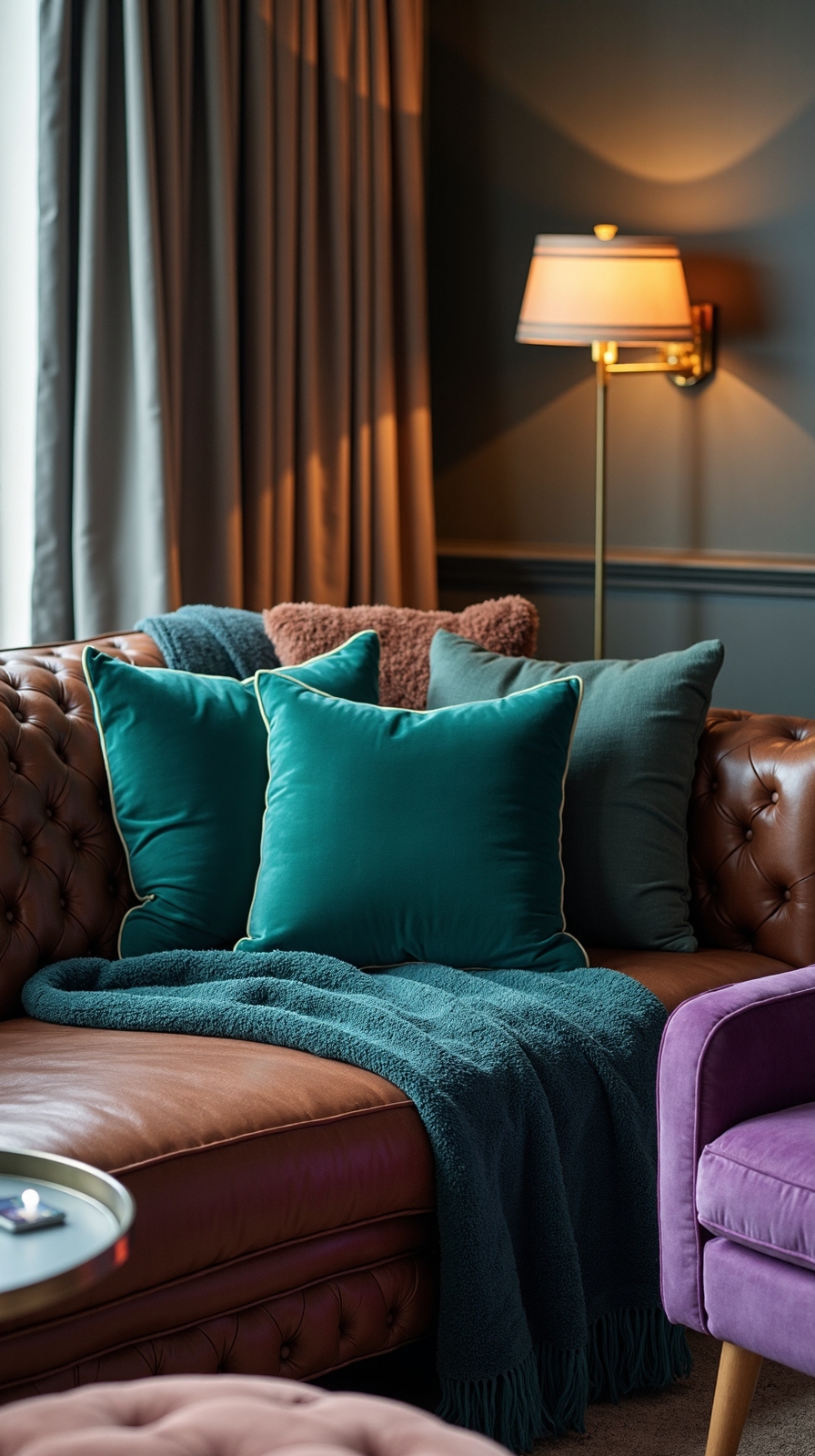 sophisticated jewel toned living room retreat