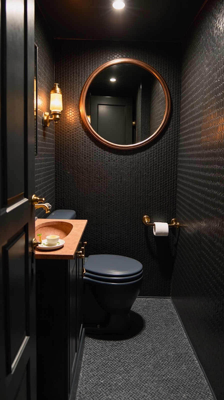 sophisticated luxurious black hexagon tiles