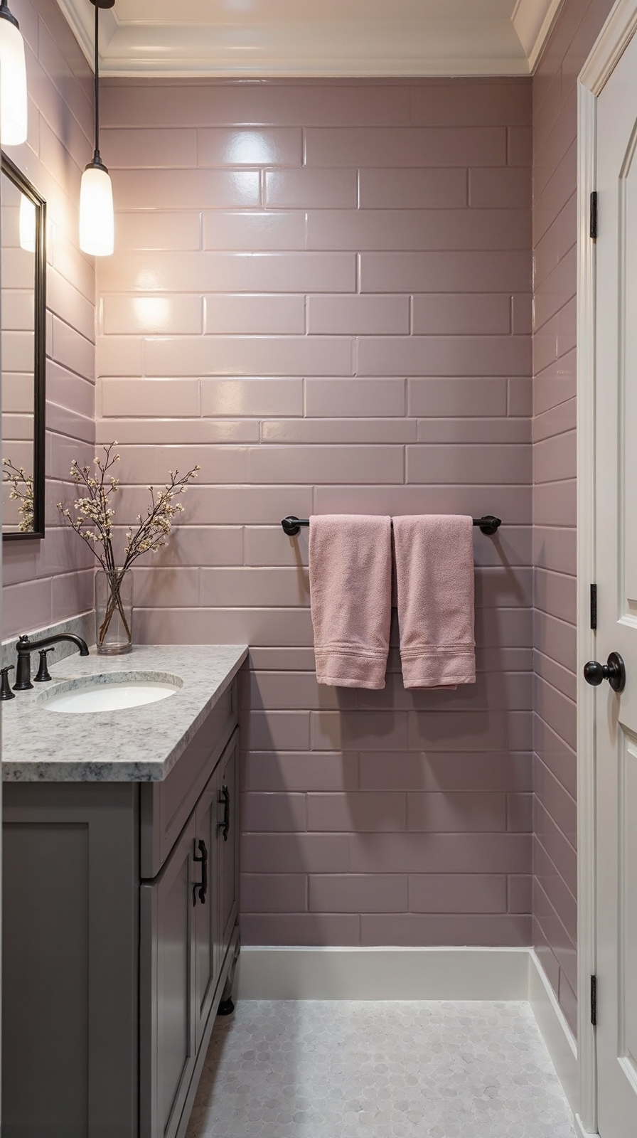 sophisticated mauve gray bathroom color harmony
