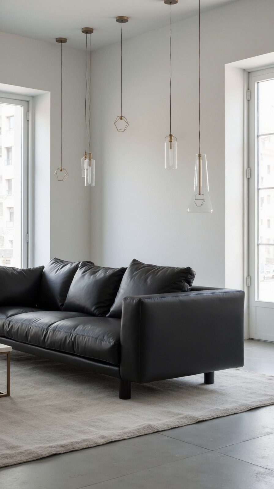 sophisticated monochromatic minimalist living room