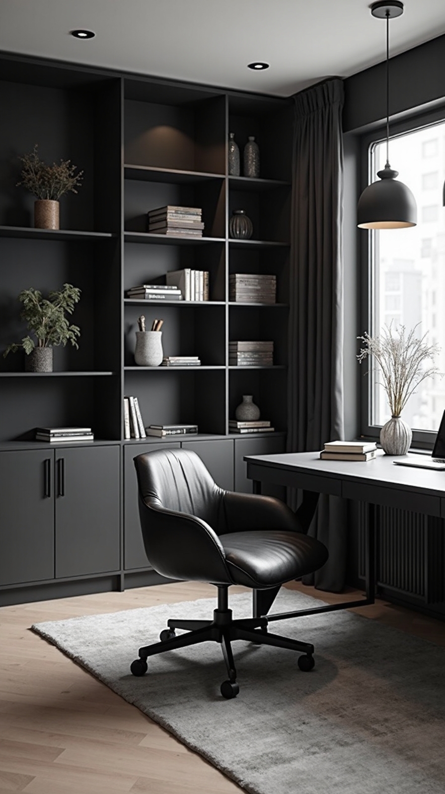 sophisticated monochromatic professional office design
