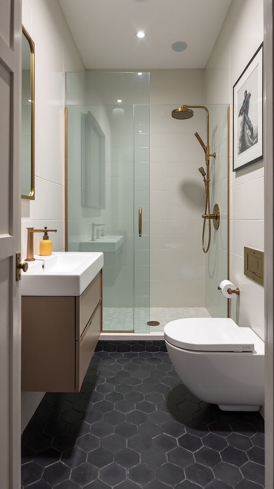 sophisticated moody contrasting luxurious bathroom sanctuary