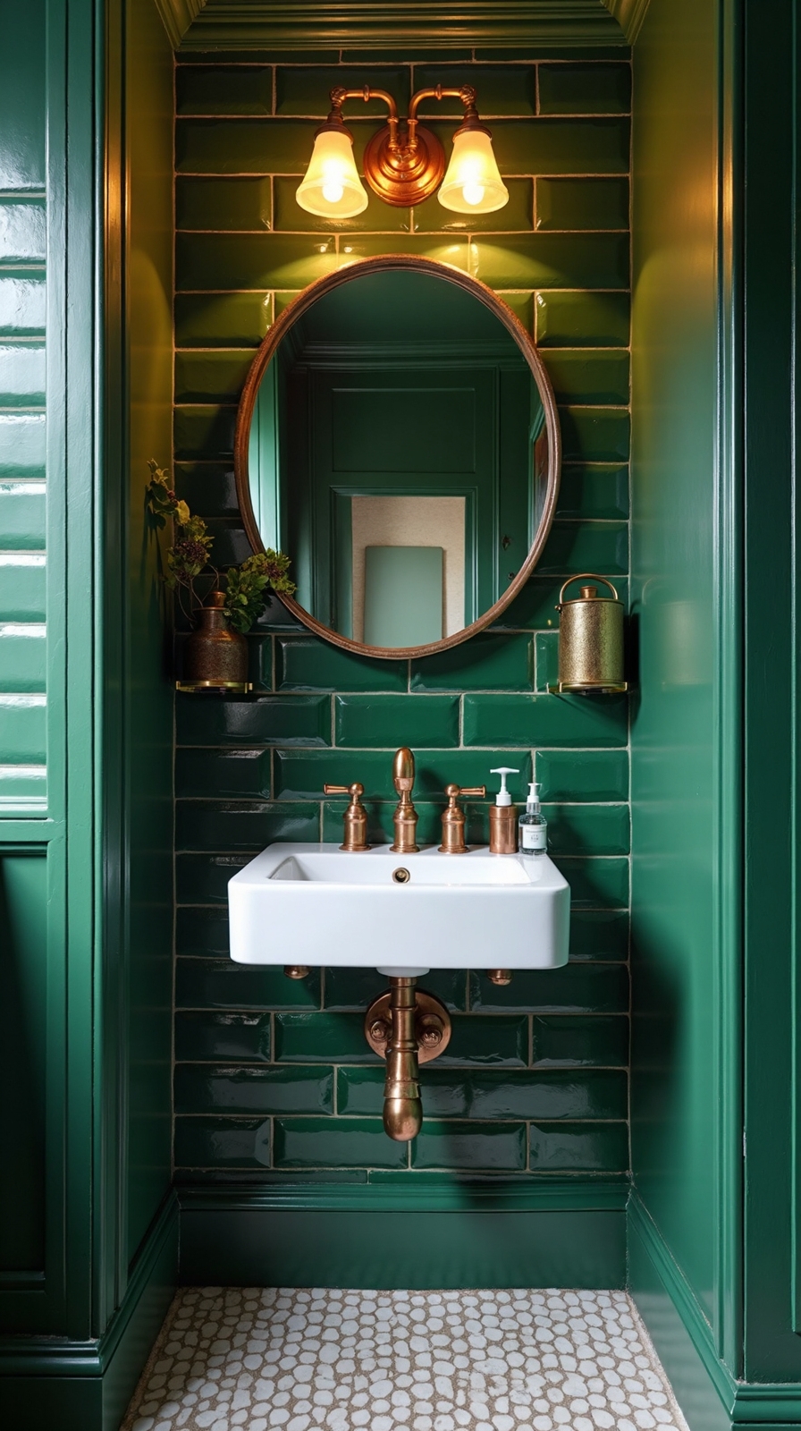 sophisticated natural sanctuary with copper accents