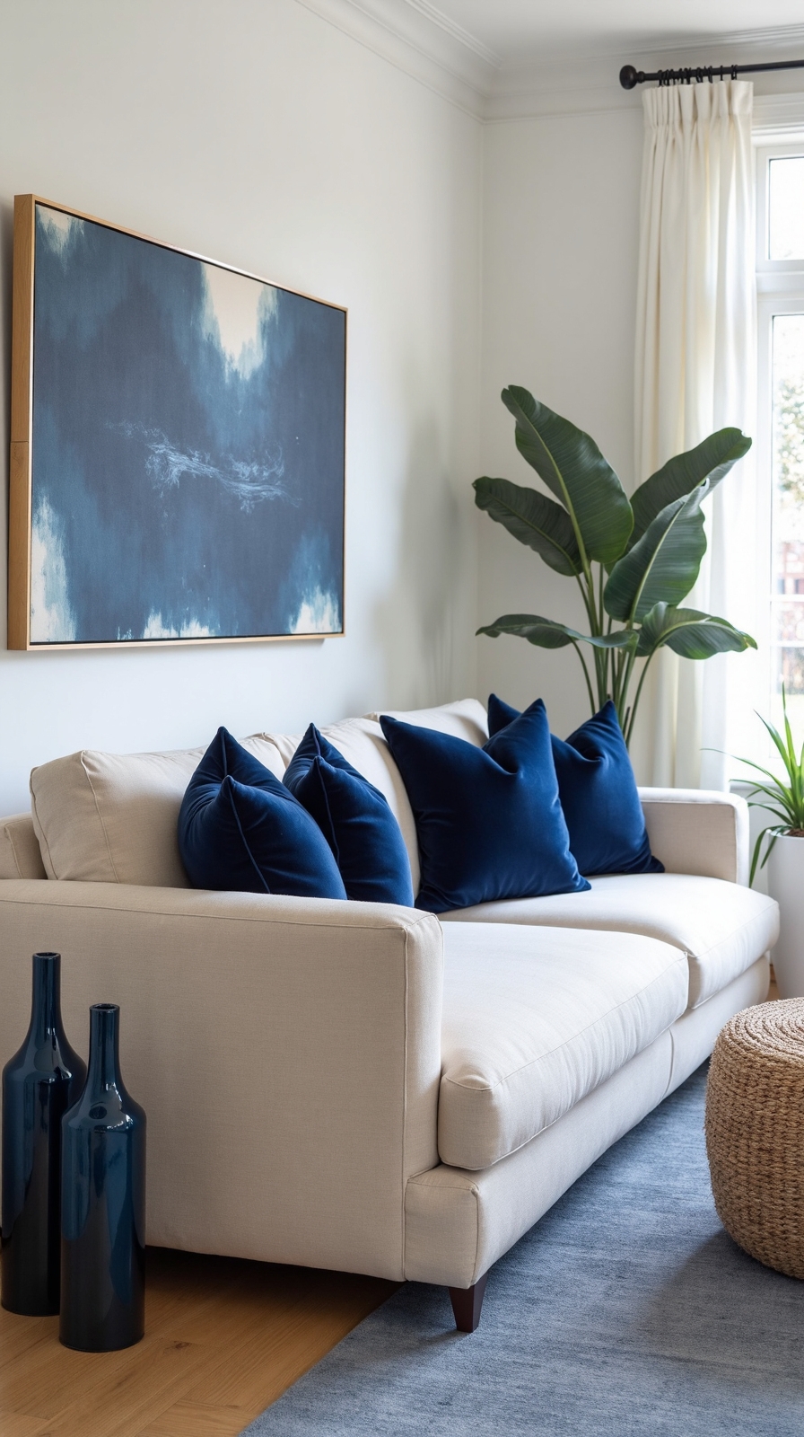 sophisticated navy blue and cream