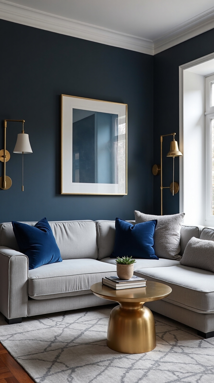 sophisticated navy blue brass pairing