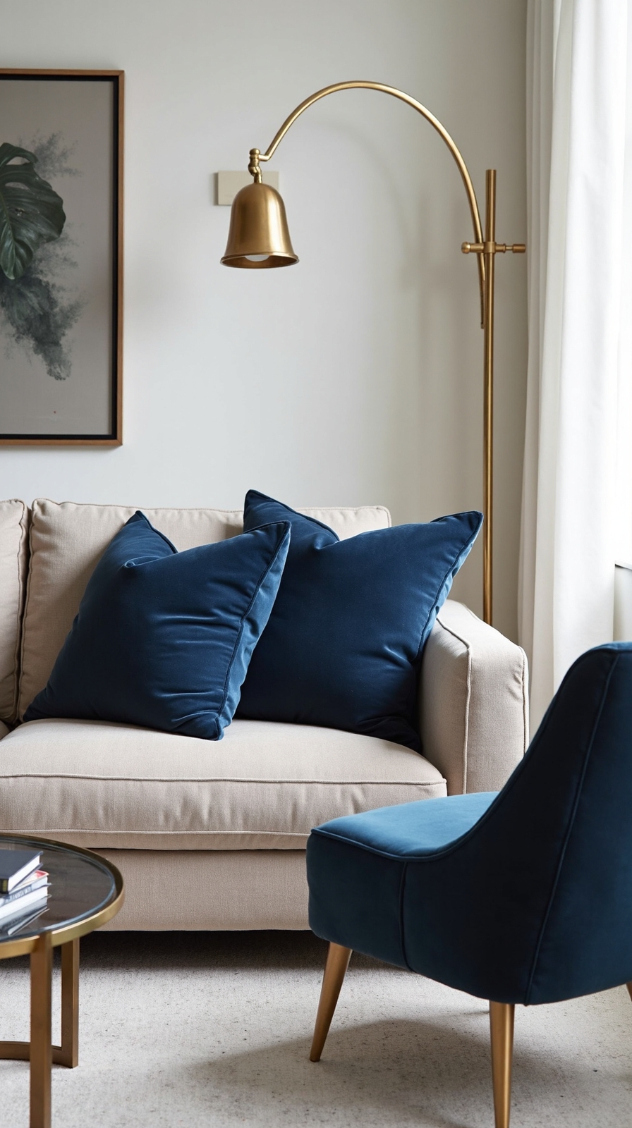 sophisticated navy blue brass statement pieces