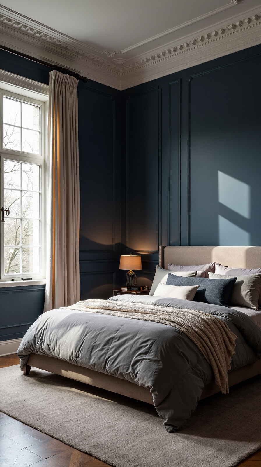 sophisticated navy blue with crisp white