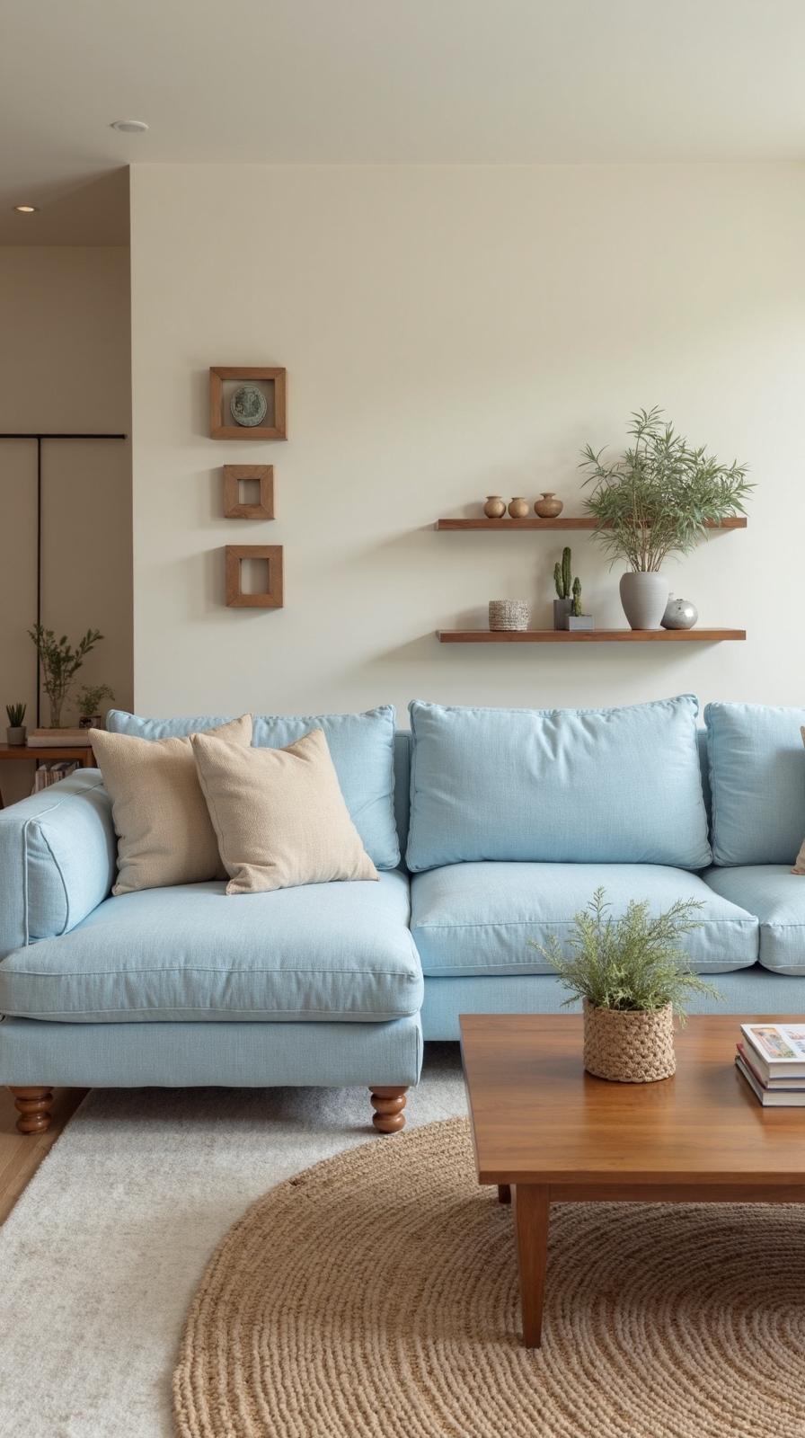 sophisticated neutral backdrop for statement couch