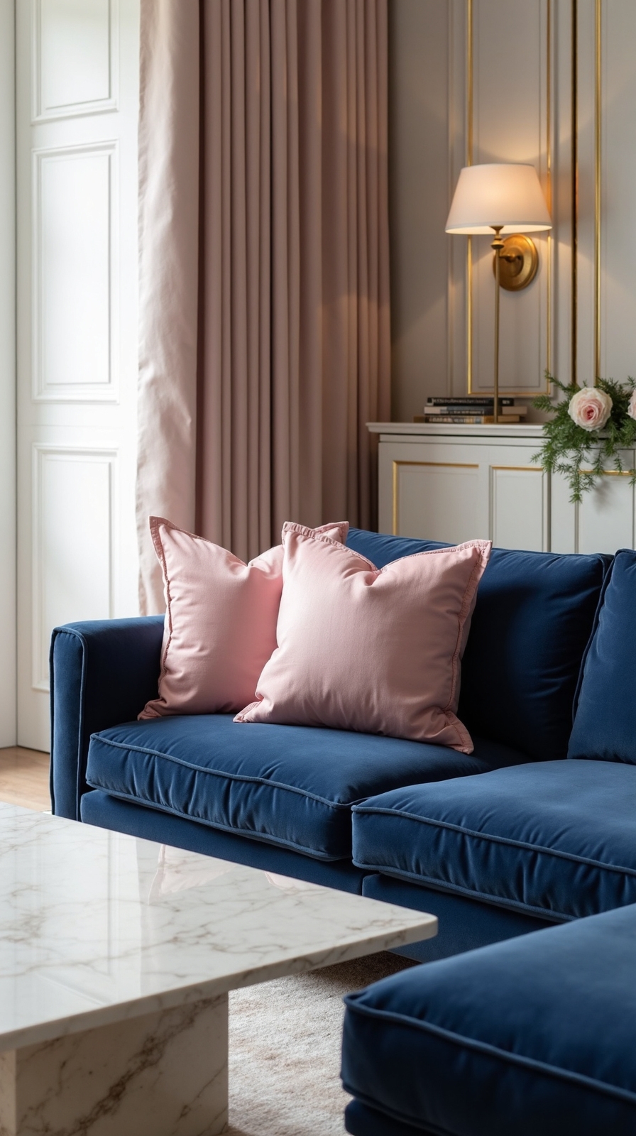 sophisticated romantic navy blush decor