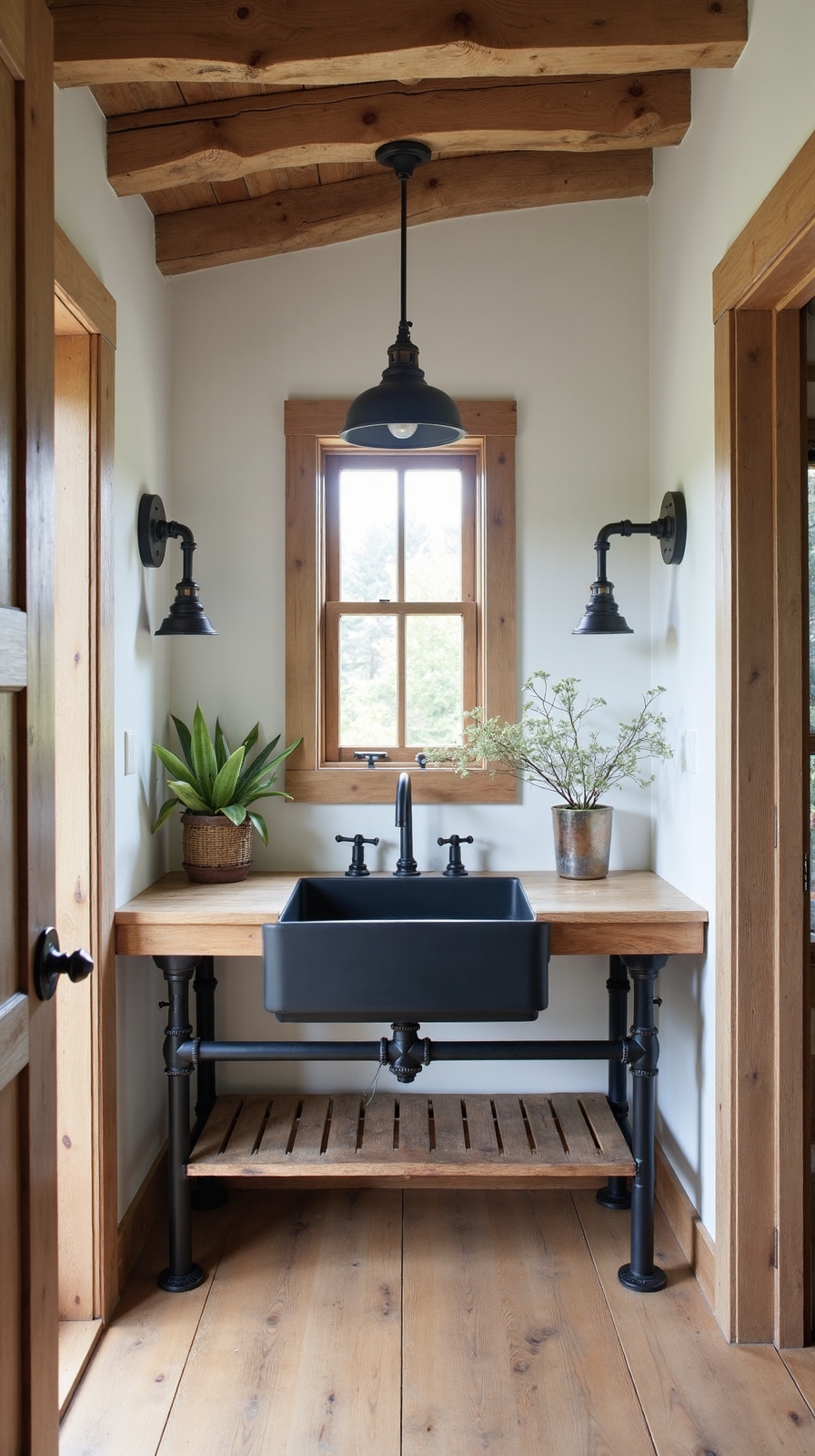 sophisticated rustic farmhouse bathroom statement