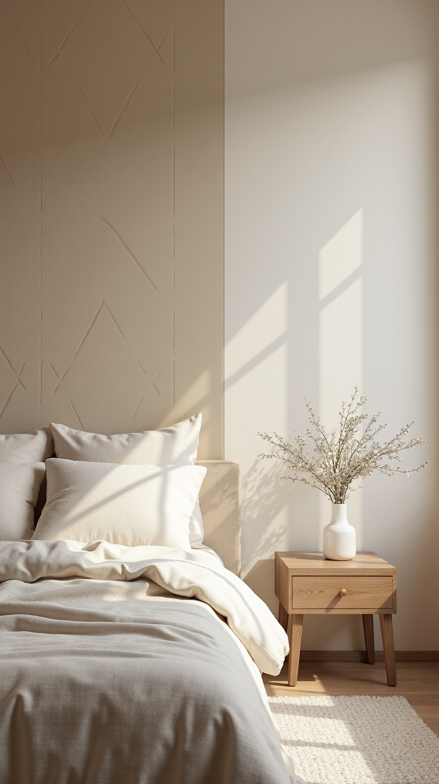 sophisticated serene textured cream accent wall