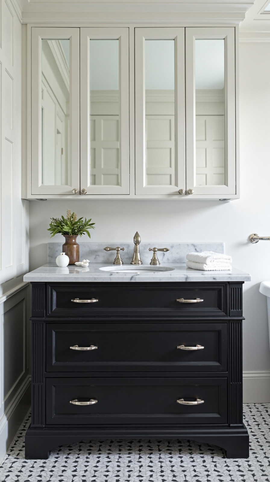 sophisticated two tone cabinetry design solution