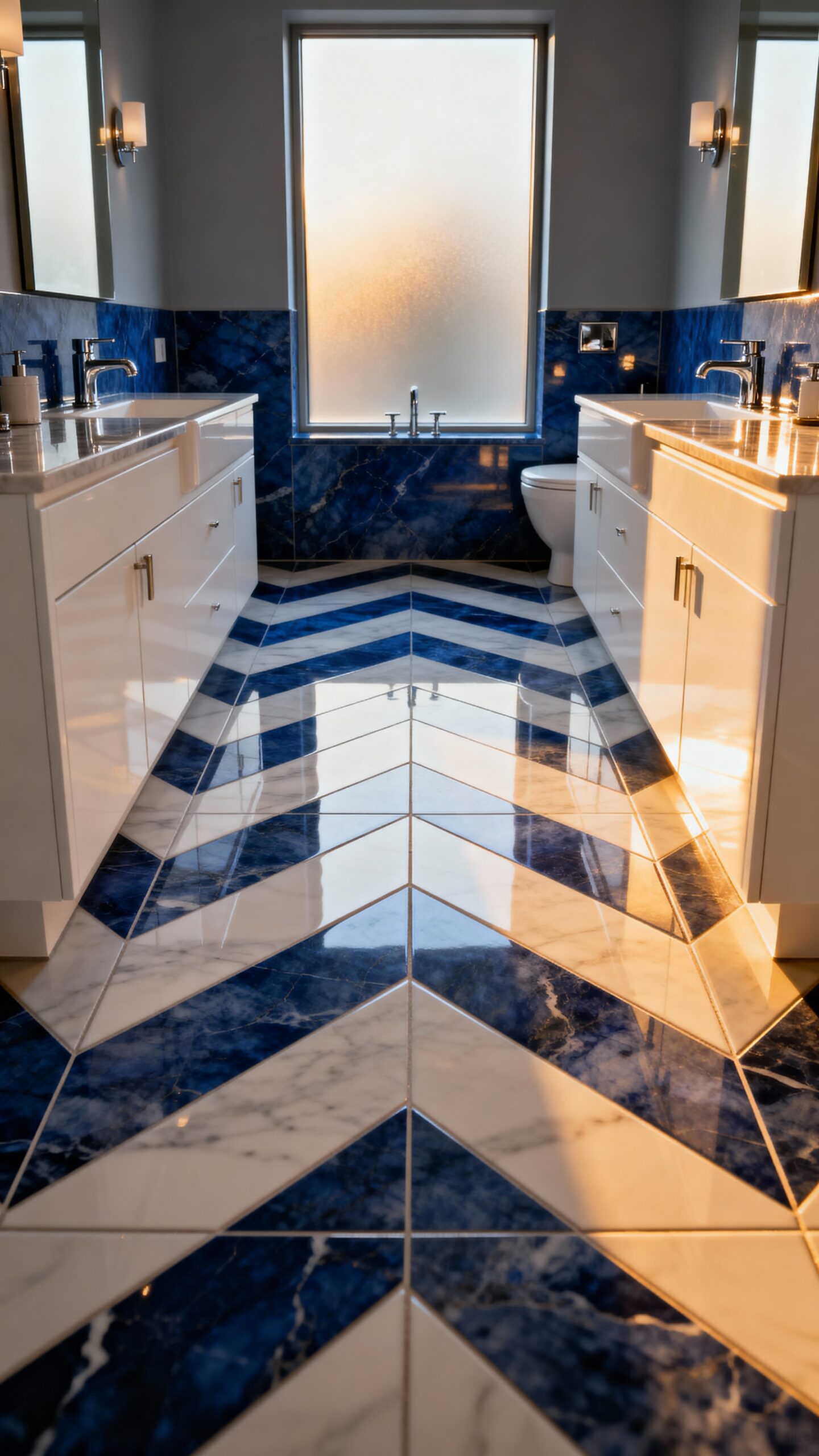 sophisticated visually captivating bathroom flooring design