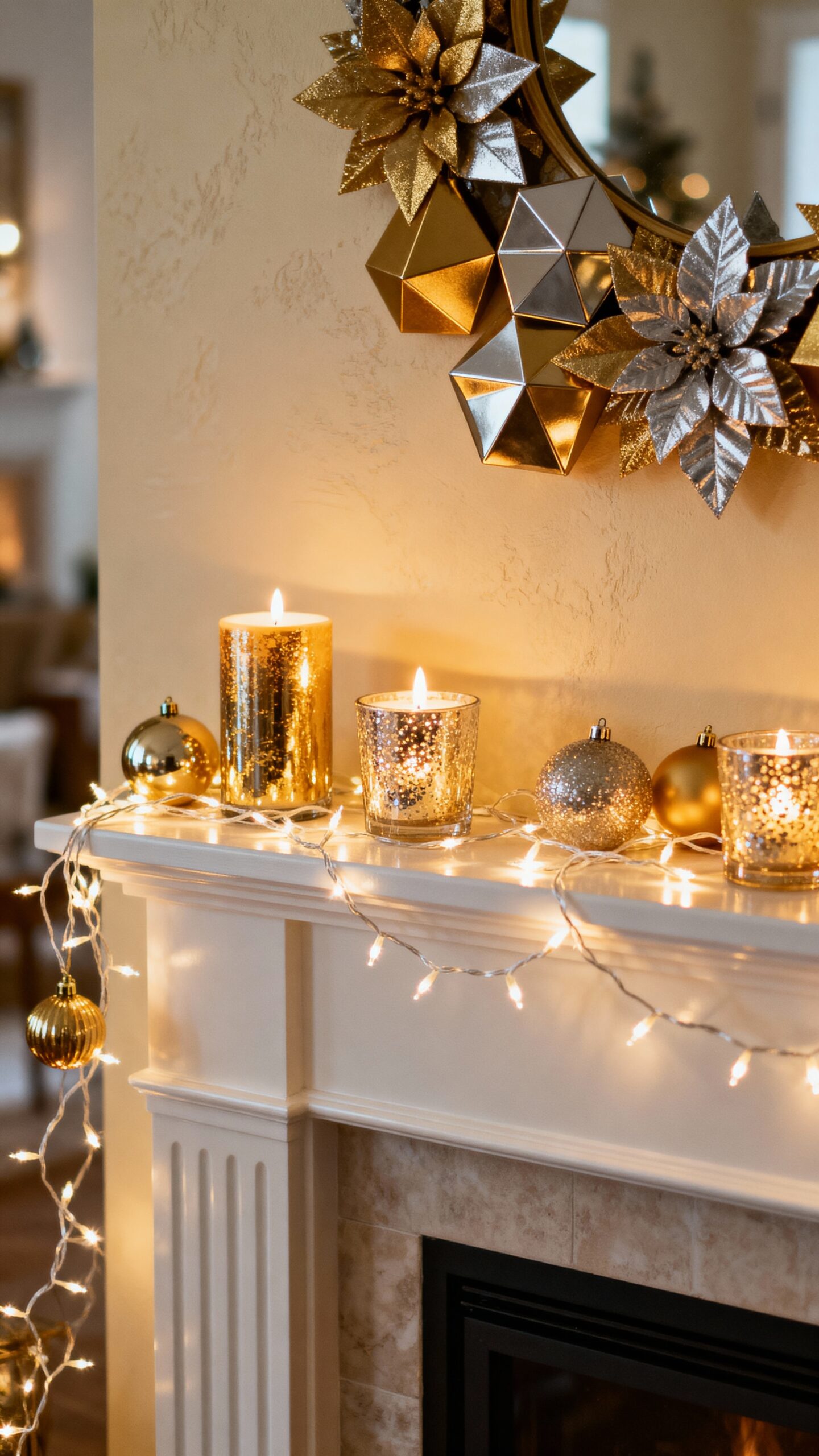 sophisticated winter mantle decor inspiration