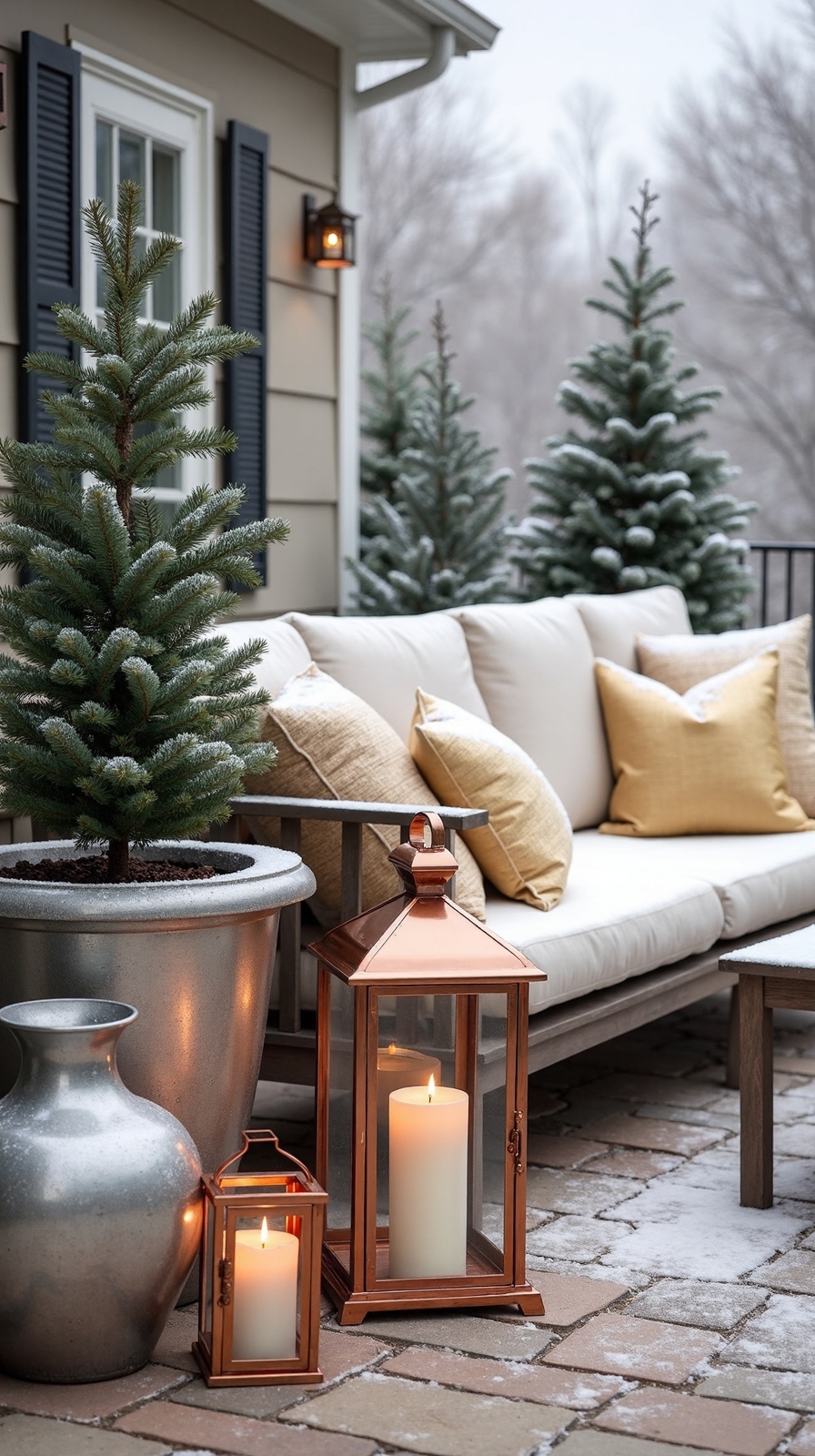 sophisticated winter patio metallic accents sparkle