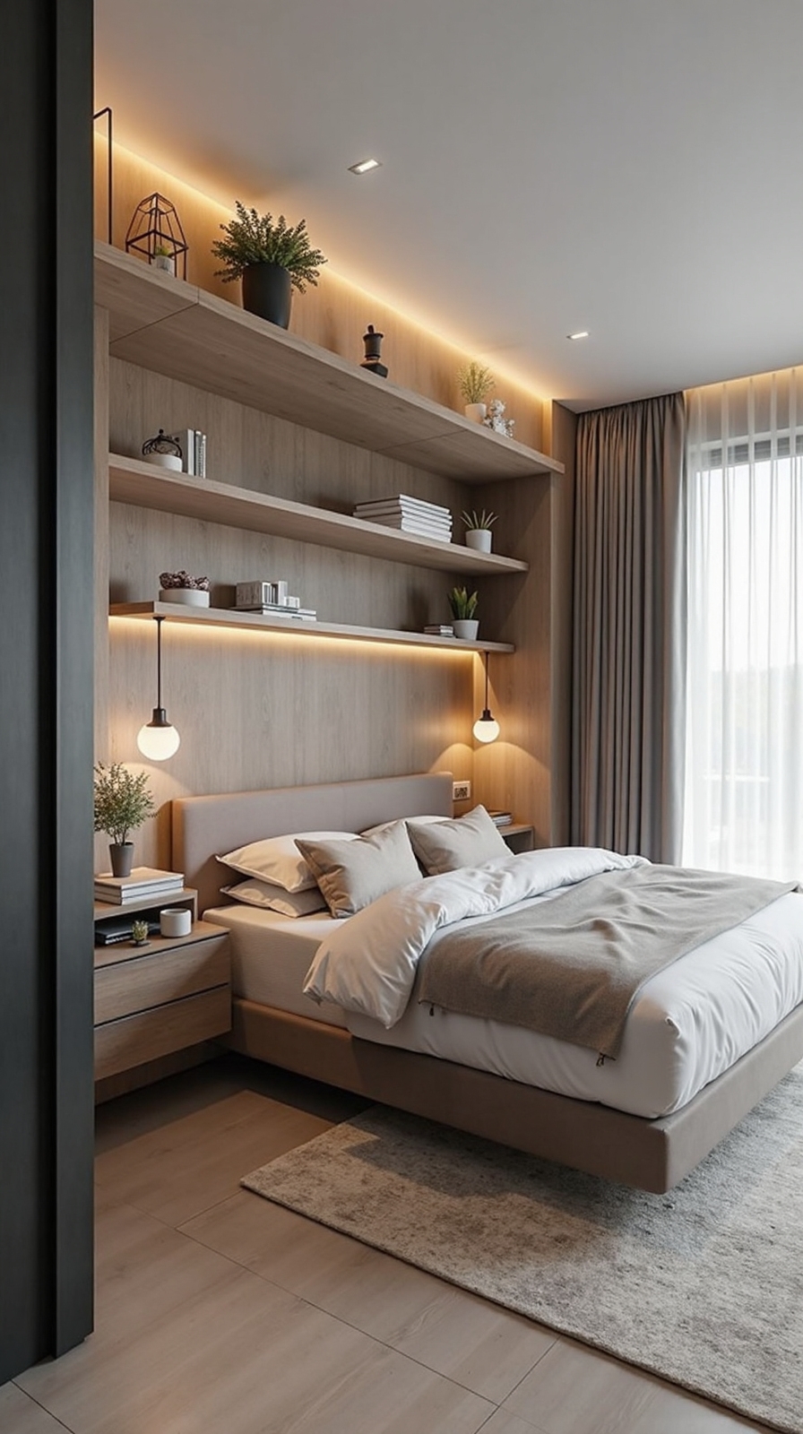 space efficient multifunctional bedroom furnishings