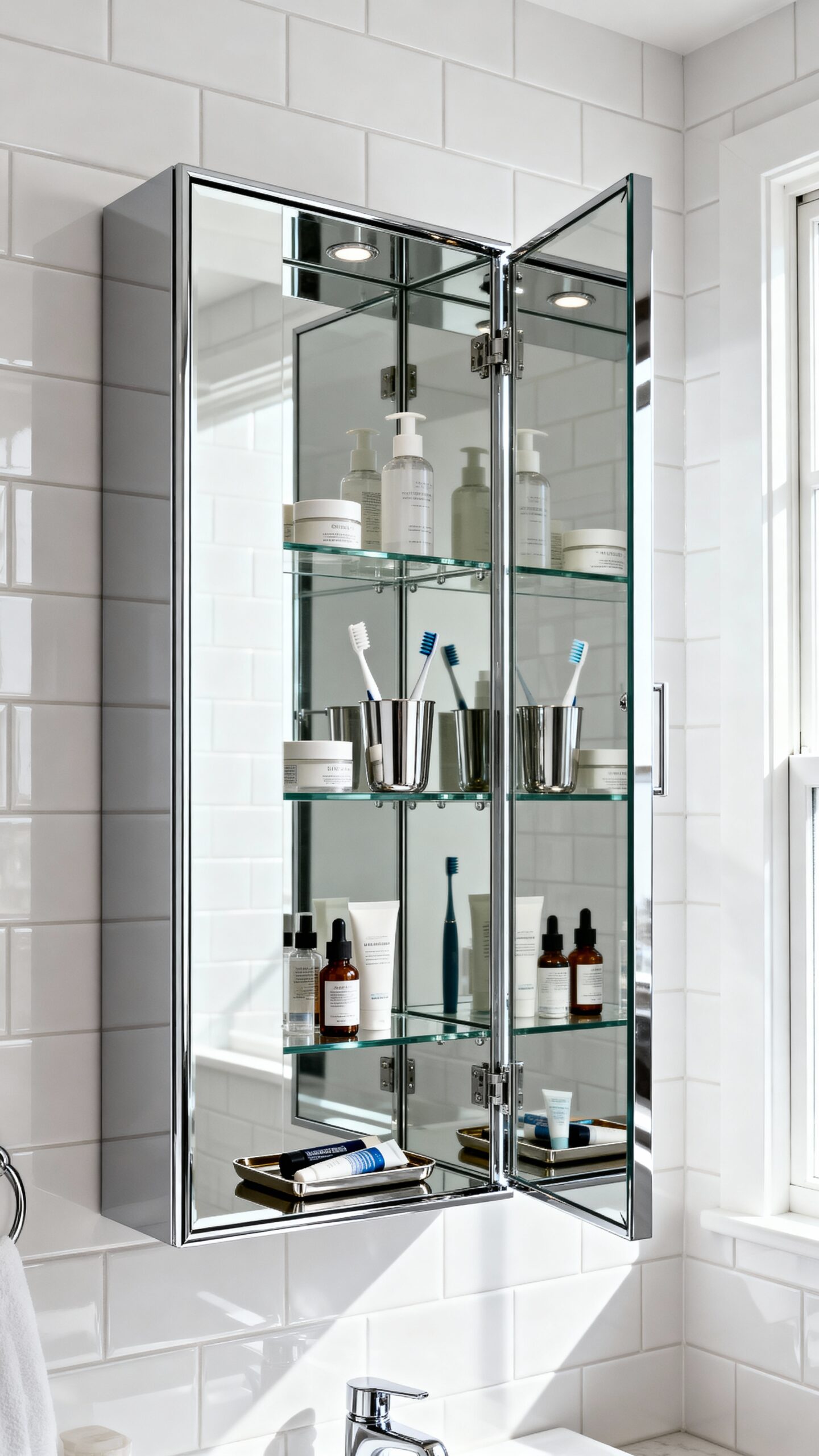 space saving dual purpose mirror cabinets
