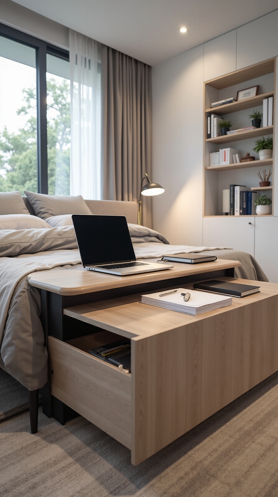 space saving hidden desk