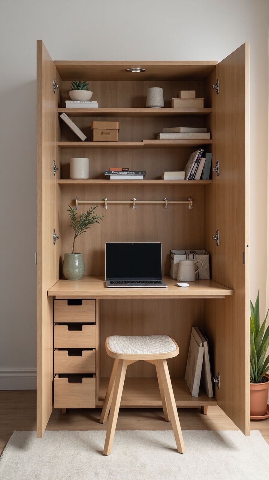space saving multipurpose hidden office