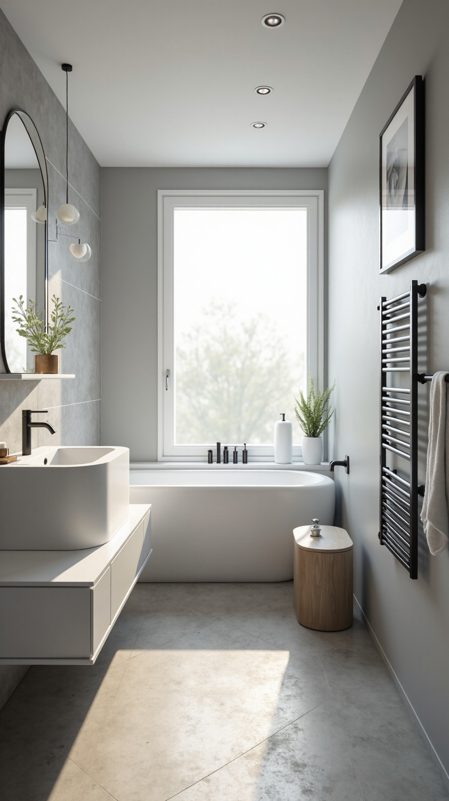 spacious minimalist elevated bathroom vanities