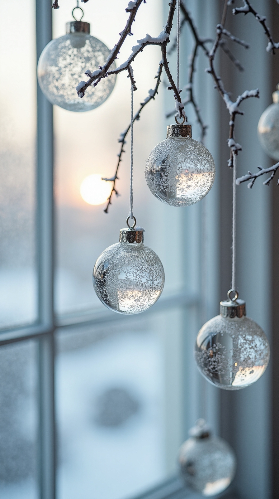 sparkling winter glass ornament clusters