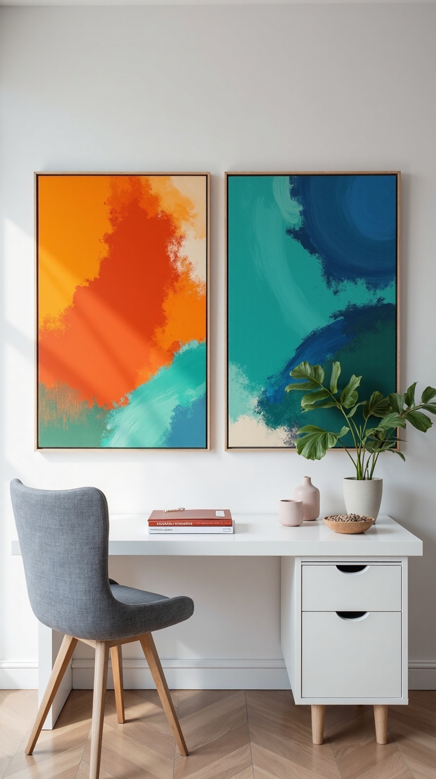 stimulating abstract art energizes workspace