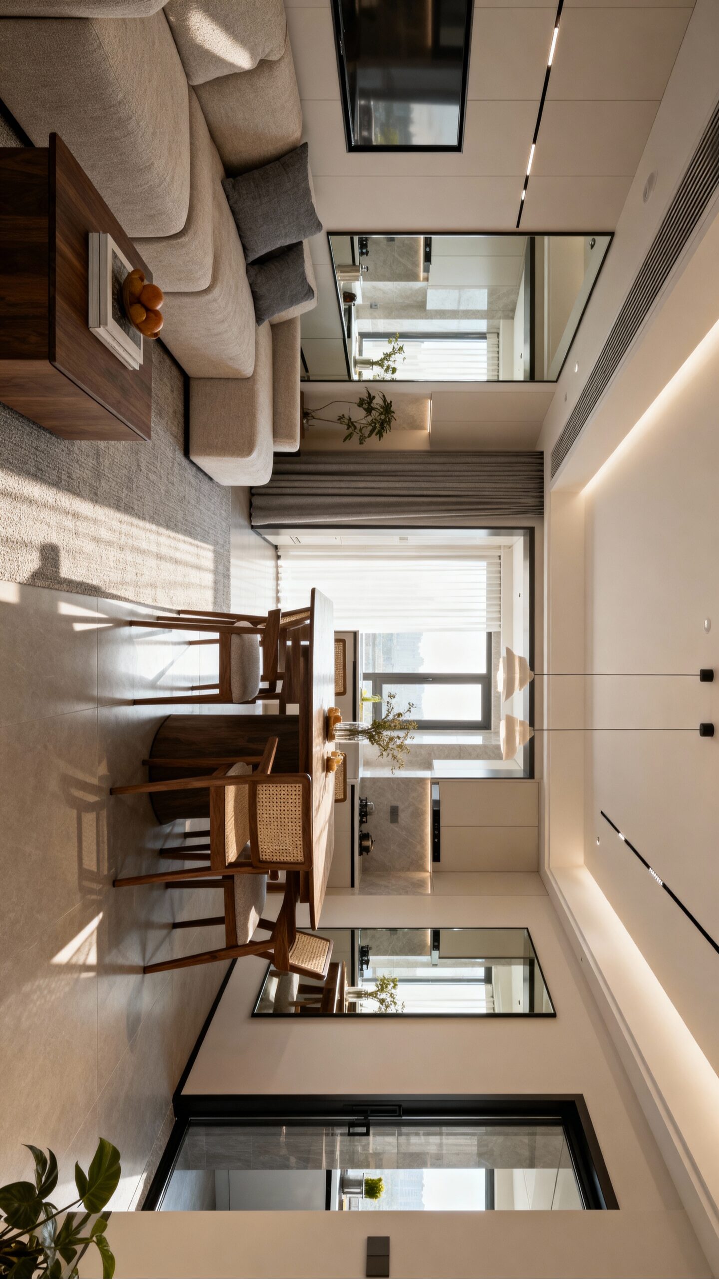 strategically placed mirrors expand space