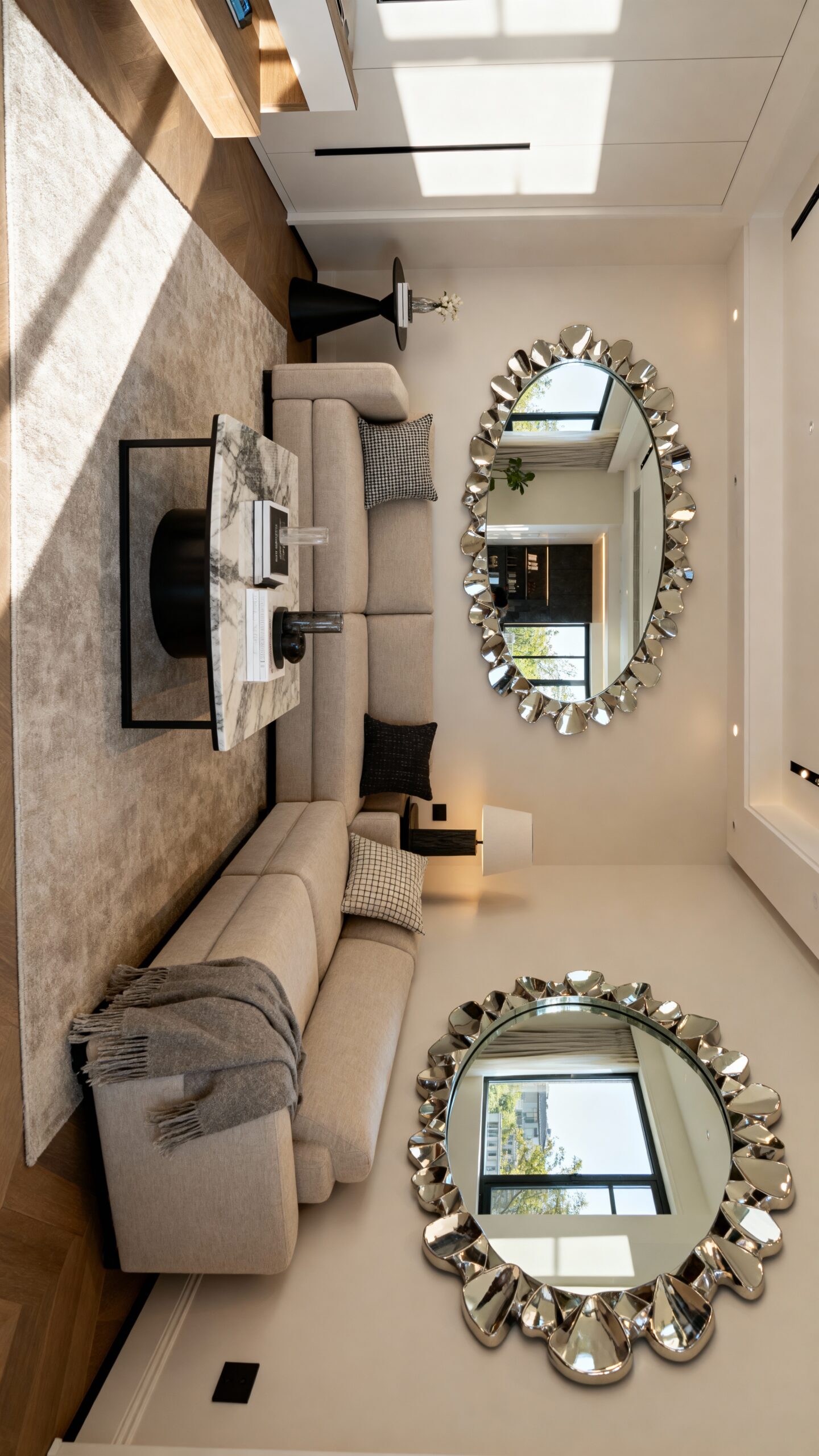 strategically placed mirrors expand visual space