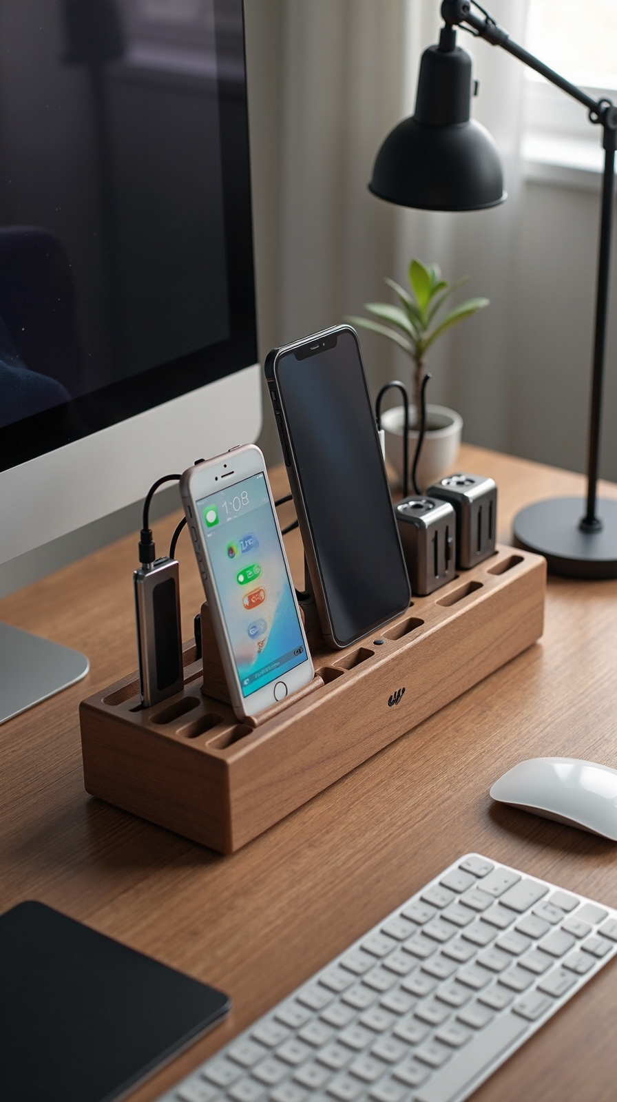 streamlined efficient desk charging station