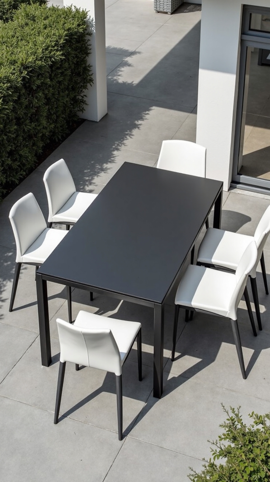 streamlined minimalist uncluttered outdoor dining
