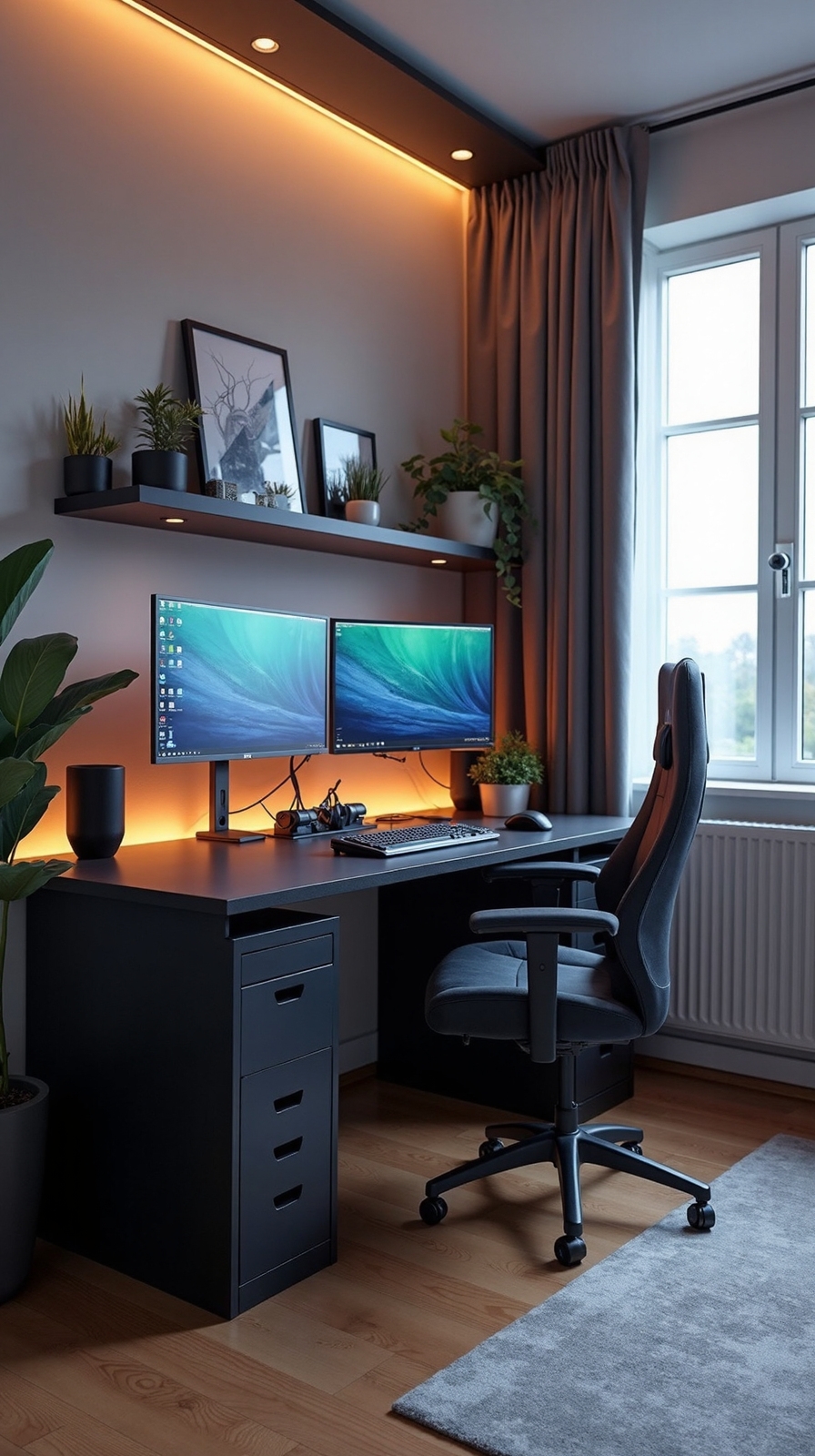 streamlined organized cable managed gaming workstation