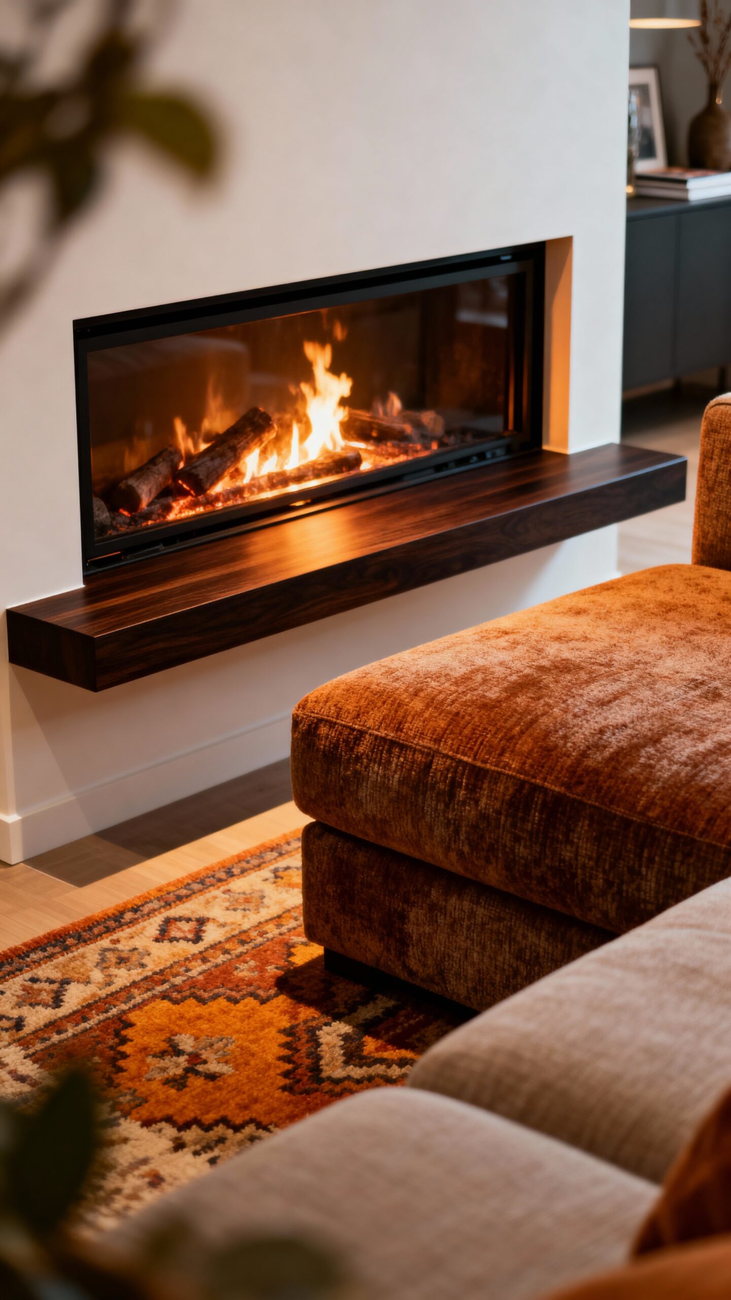 streamlined space saving electric fireplace design