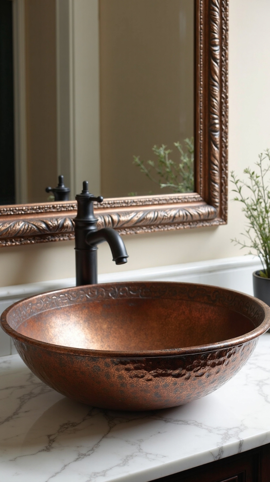 striking durable patinated copper basin sinks