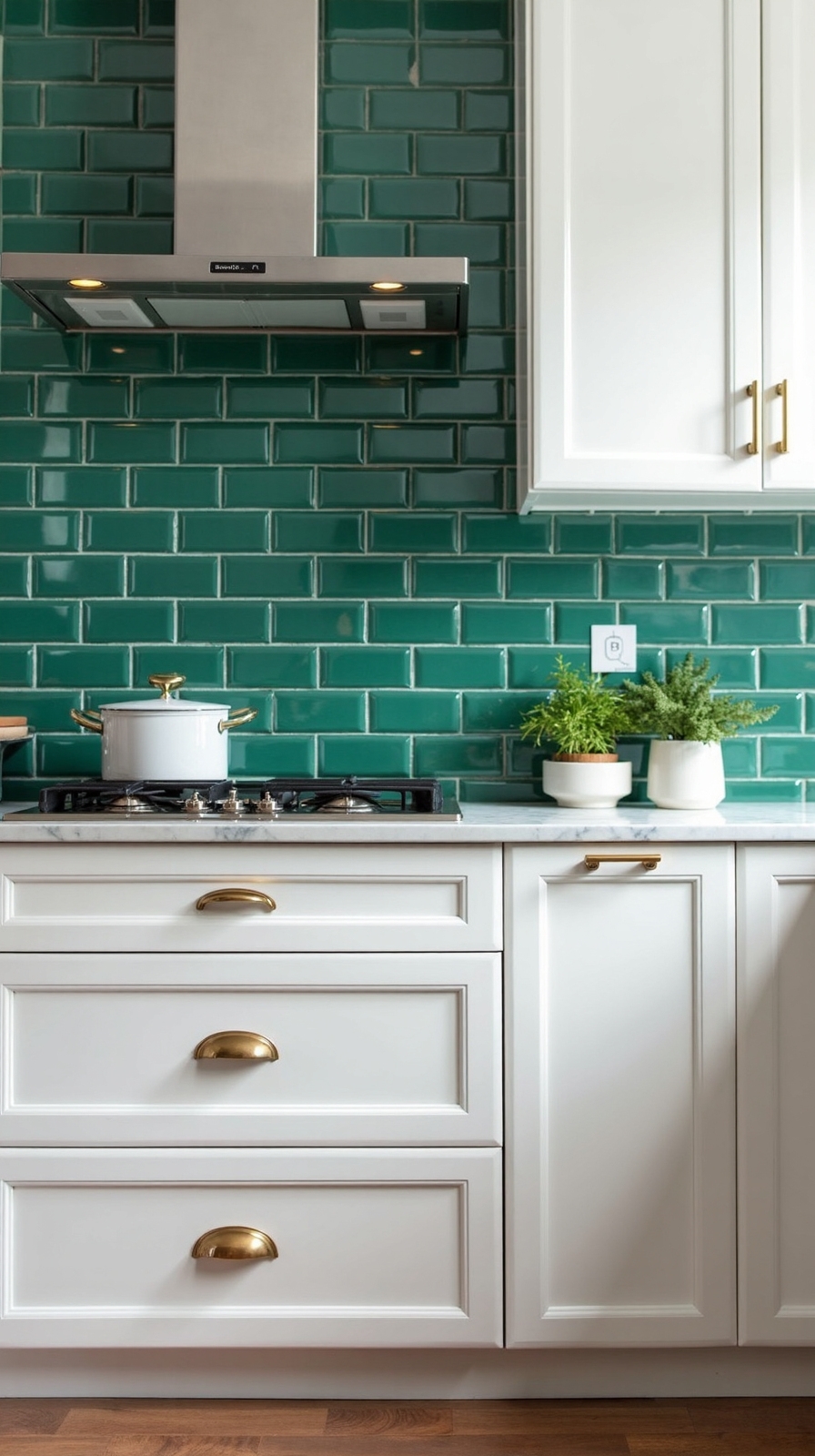 striking emerald green glazed subway tiles