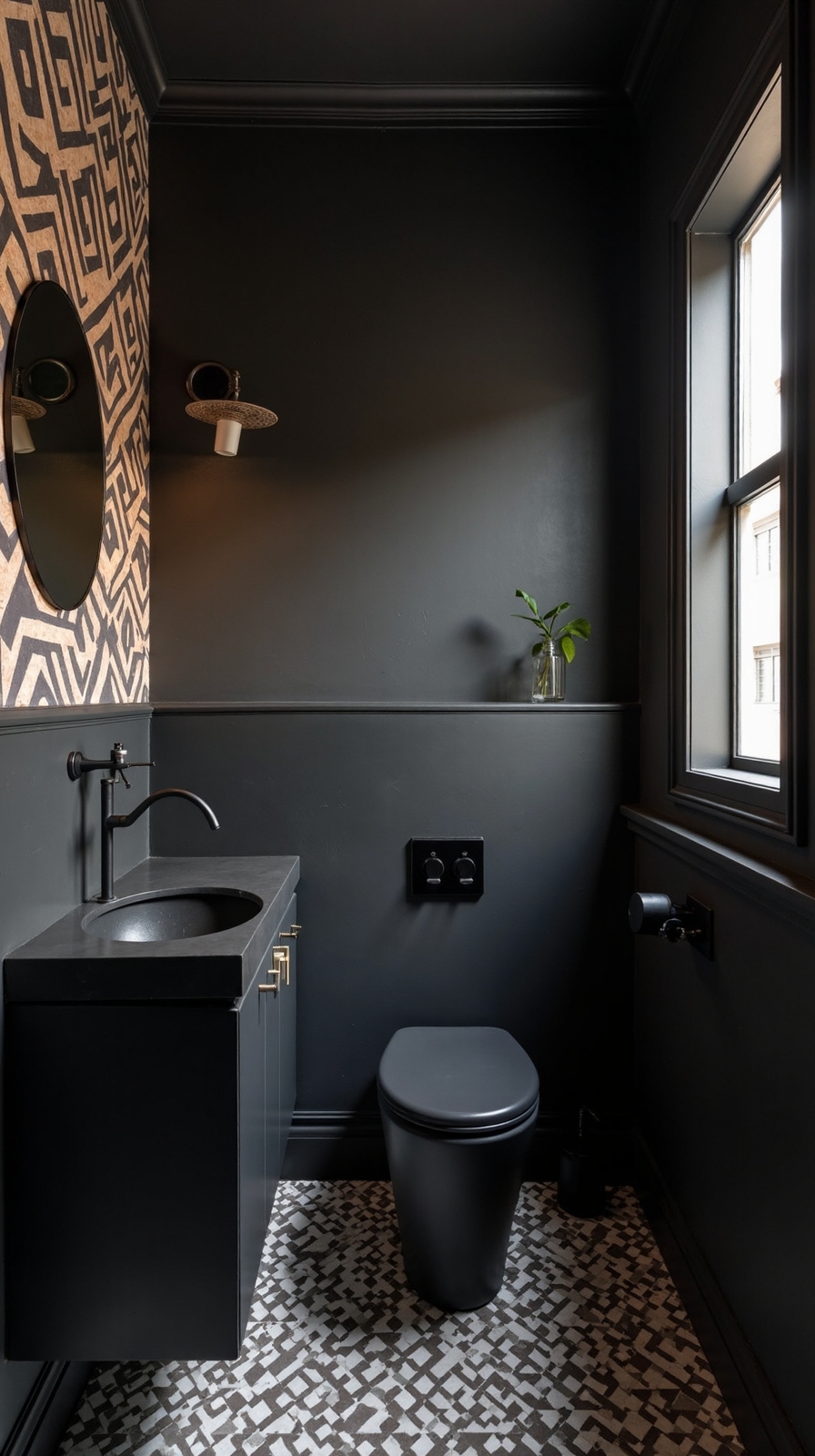 striking geometric black accent wallpaper
