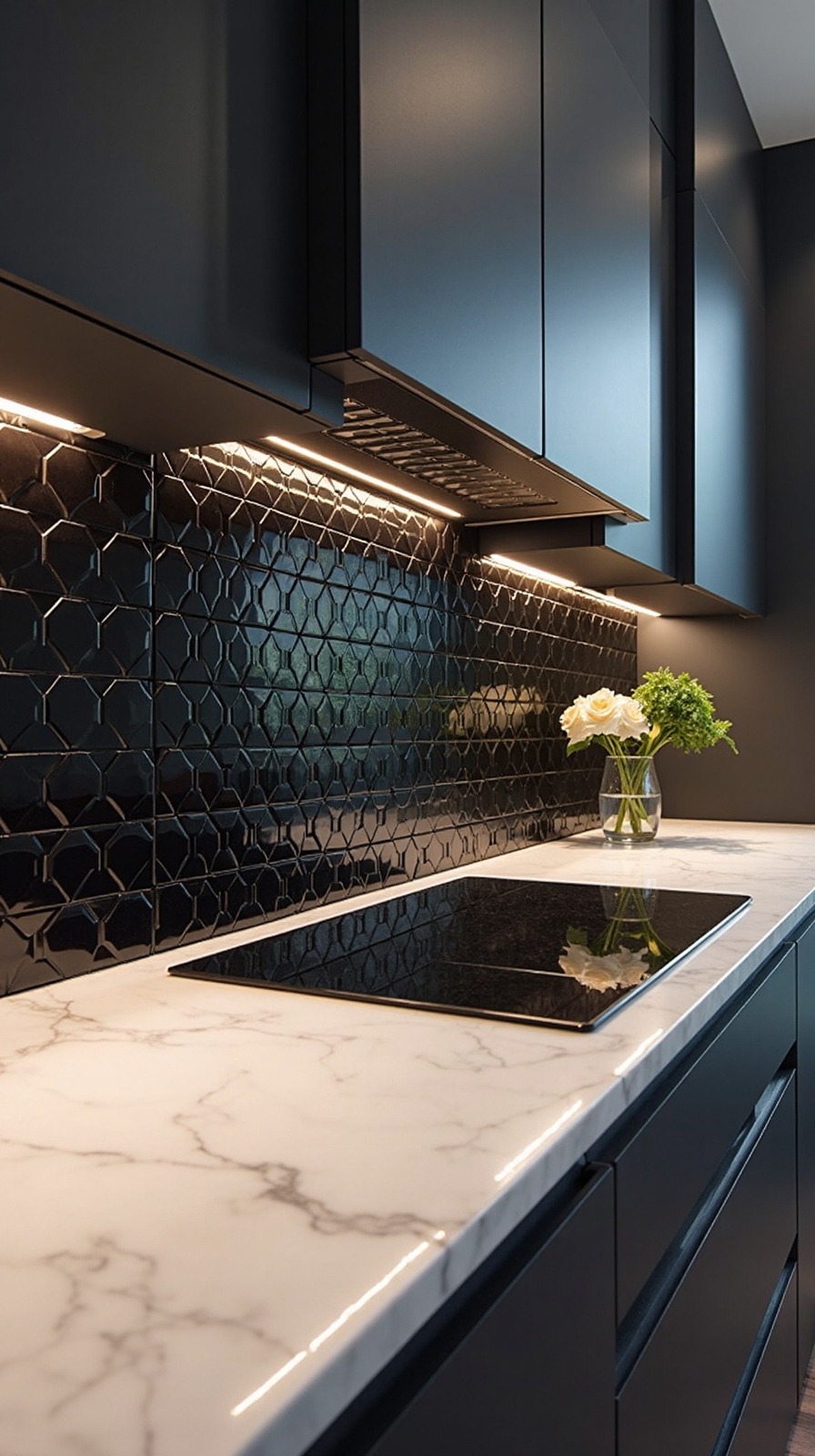 striking geometric kitchen backsplash tiles