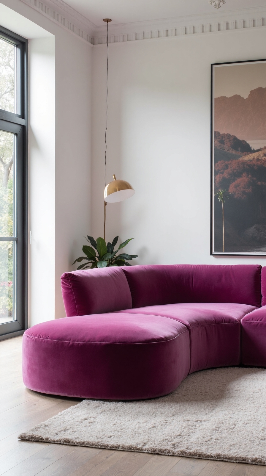 striking modern curved magenta centerpiece