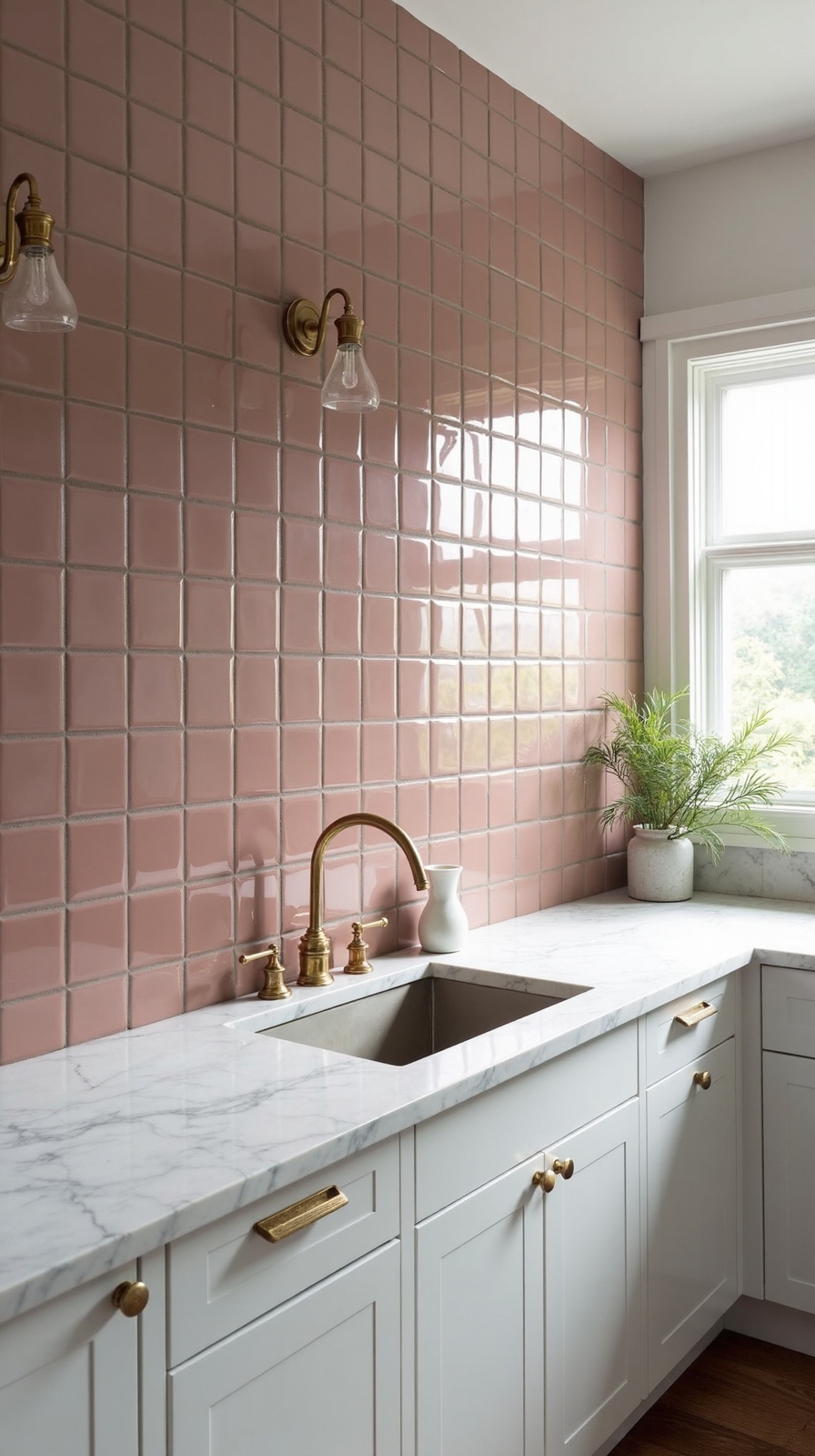 striking modern matte pink tiles