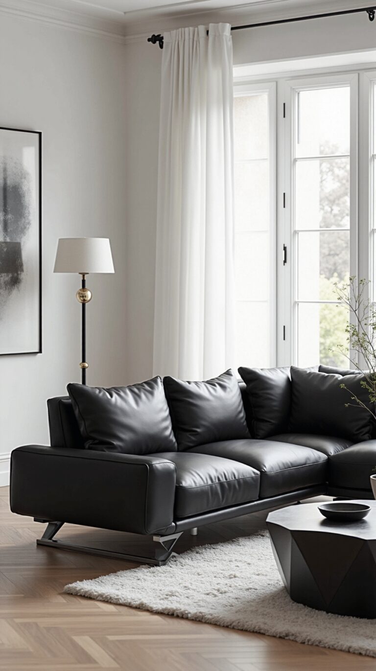 stylish black couch living room